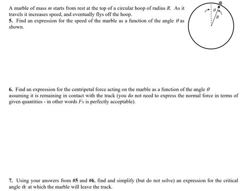 Solved A Marble Of Mass M Starts From Rest At The Top Of A Chegg