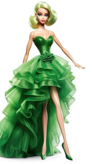 Premium Photo A Model Of A Barbie Doll Wearing A Green Dress With A