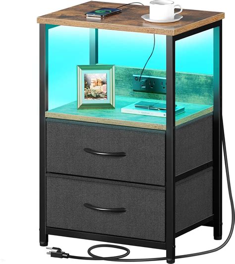 Amazon Seventable Nightstand With Charging Station Bedside Table