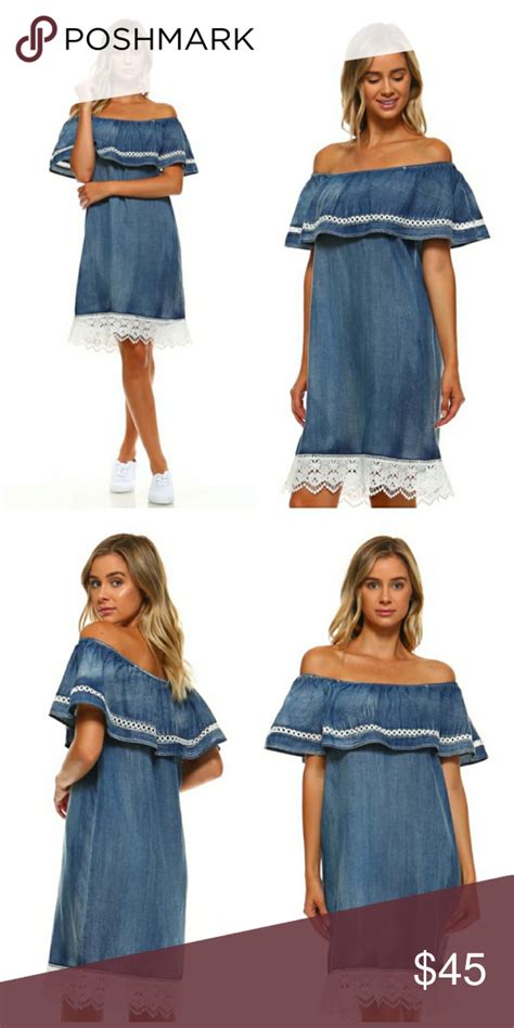 Nwt Denim Off Shoulder Dress Clothes Design Denim Dress Off