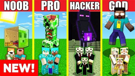 Monster School Build Challenge Minecraft Battle Noob Vs Pro Vs Hacker Vs God Animation