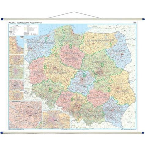 POLSKA KODOWA MAPA ŚCIENNA KODY POCZTOWE POLSKI 8165645937