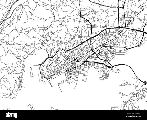 Vector Road Map Of The City Of Ferrol In Spain On A White Background