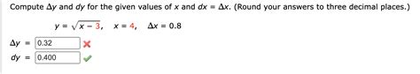 Solved Compute Δy and dy for the given values of x and | Chegg.com