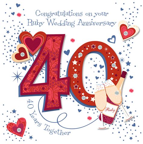 Handmade Ruby 40th Wedding Anniversary Greeting Card By Talking