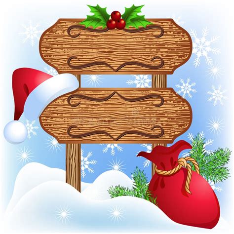 Christmas Signboard With Santa Hat Stock Vector Illustration Of Frame