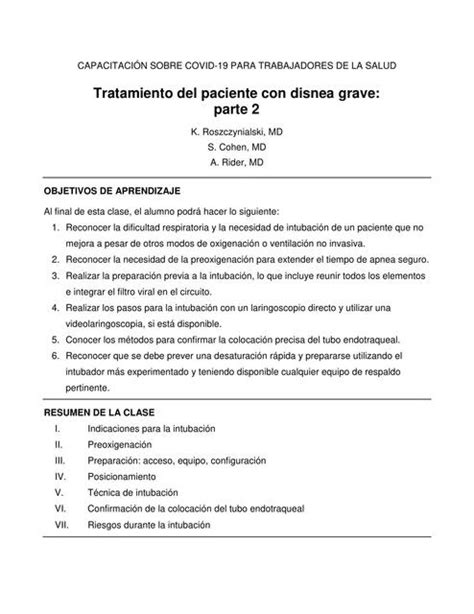 Tratamiento Del Paciente Con Disnea Grave Parte 2 ALTRUUS UDocz