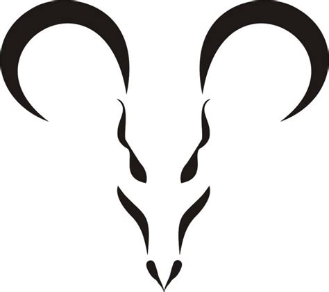 Plain black-line ram head silhouette tattoo design - Tattooimages.biz