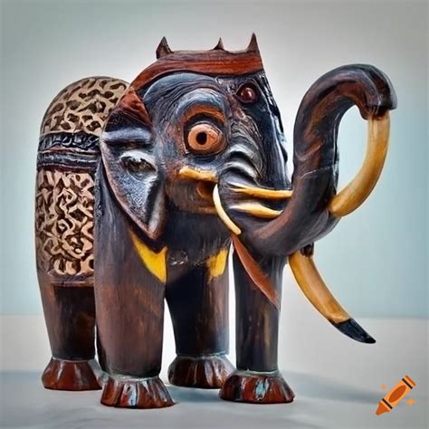 Wooden Elephant Sculpture In Dark Matte Finish Bali Art On Craiyon