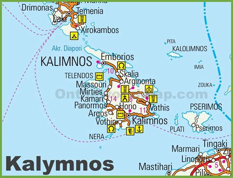 Kalymnos road map - Ontheworldmap.com