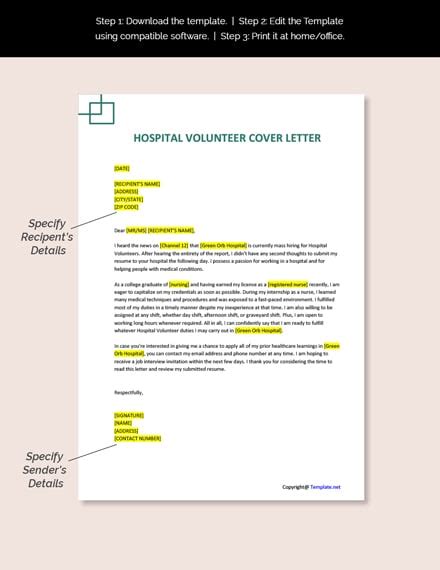 Hospital Volunteer Cover Letter Template - Google Docs, Word | Template.net