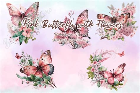 Pink Butterfly With Flowers Sublimation Graphic By Bumbimluckystore