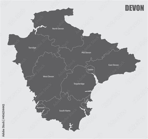 Devon county administrative map Stock Vector | Adobe Stock