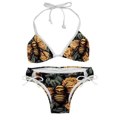 Honeybee Detachable Sponge Adjustable Strap Bikini Set Two Pack