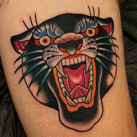 Classic panther done @boldwillhold.tattoo #samuelebriganti #traditionaltattoo #tradworkers # ...