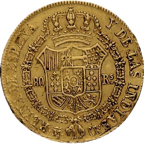 Moneda 80 Reales Oro 1835 Madrid CR 6 74 G Andorrano