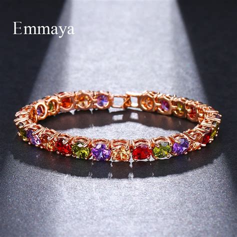 Emmaya Pulsera De Tenis De Circonia C Bica Multicolor Para Mujer Y