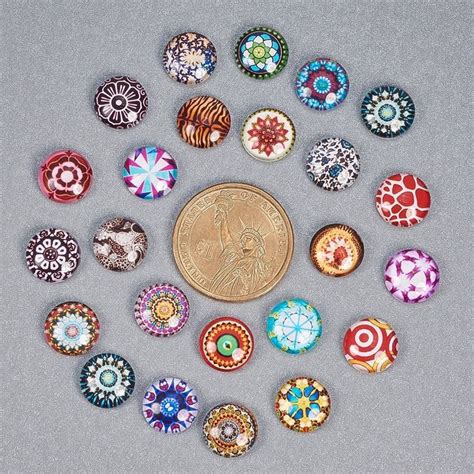 Glass Cabochons Round Glass Cabochons Assorted Cabochons 12mm Cabochons Printed Cabochons Domed