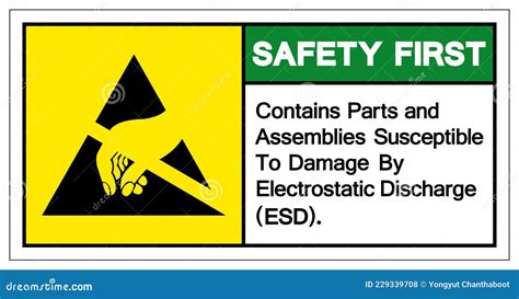 Caution Electrostatic Sensitive Device Esd Symbol Sign On White