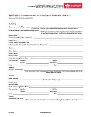 Fillable Online Wdc Govt Building Compliance Schedule Amendment