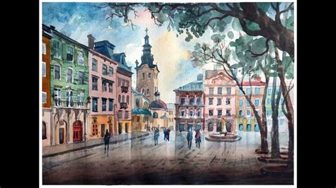 Painting A City View With Watercolor Step By Step Tutorial Brukhis