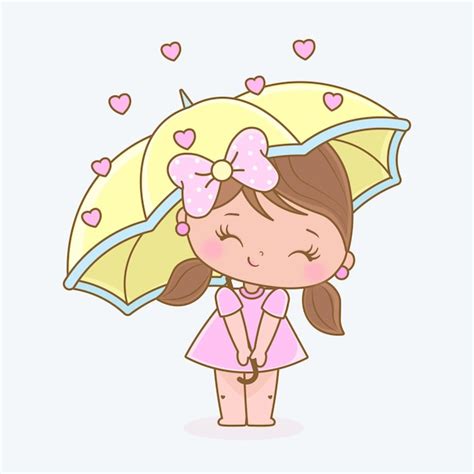 Premium Vector Happy Girl Holding Umbrella