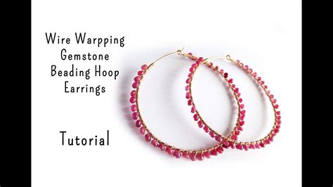 Gemstone Wire Wrapped Hoop Earrings Tutorial By Mbeadstore Youtube