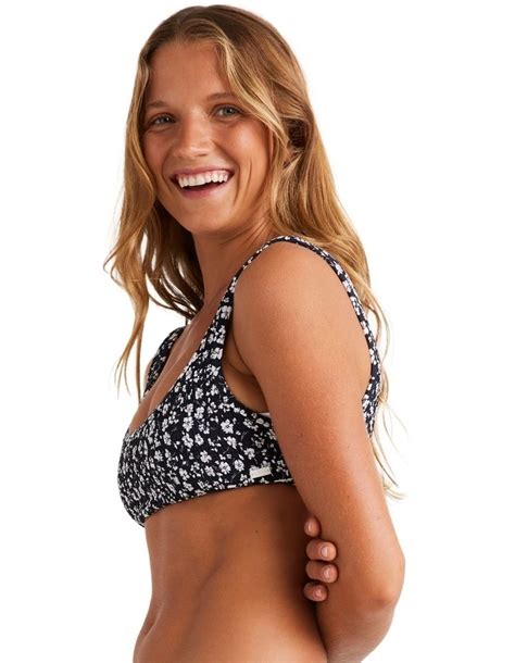 Roxy Tropical Oasis Smock Bralette Bikini Top In Anthracite Myer