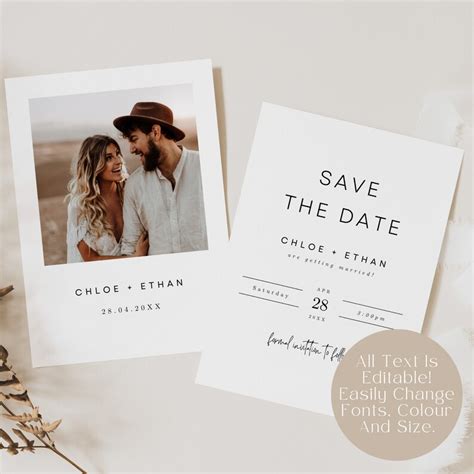 Editable Save The Date Canva Template Printable Save The Etsy