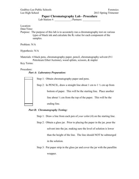 Paper Chromatography Lab Procedure