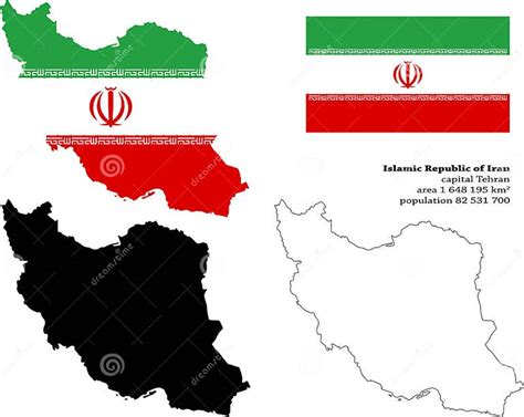 Iran Vector Map Flag Borders Mask Capital Area And Population