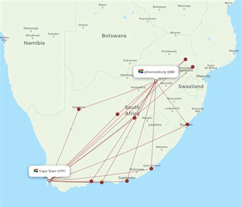 All Flight Routes From Cape Town To Johannesburg CPT To JNB Flight