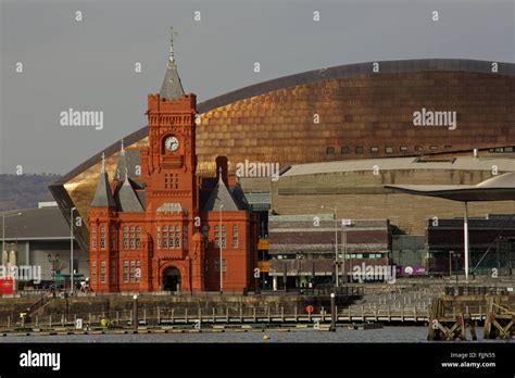 Pier Head Building and Welsh Millenium Centre, WMC, and Welsh ...