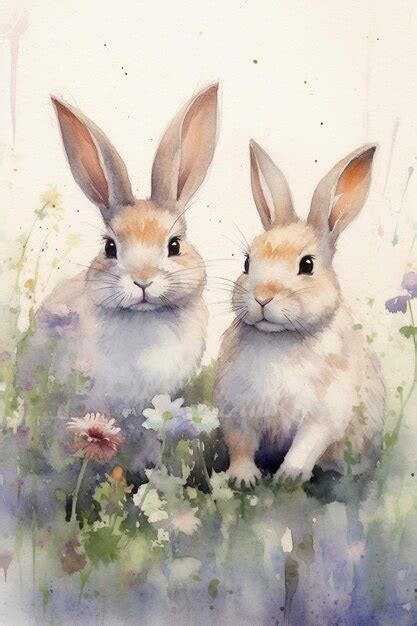 Premium AI Image There Are Two Rabbits Sitting In The Grass With