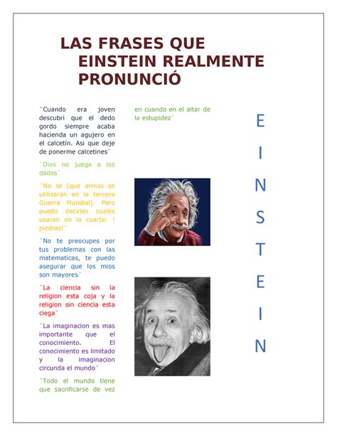 Las Frases Que Einstein Realmente Pronunci Las Frases Que Einstein