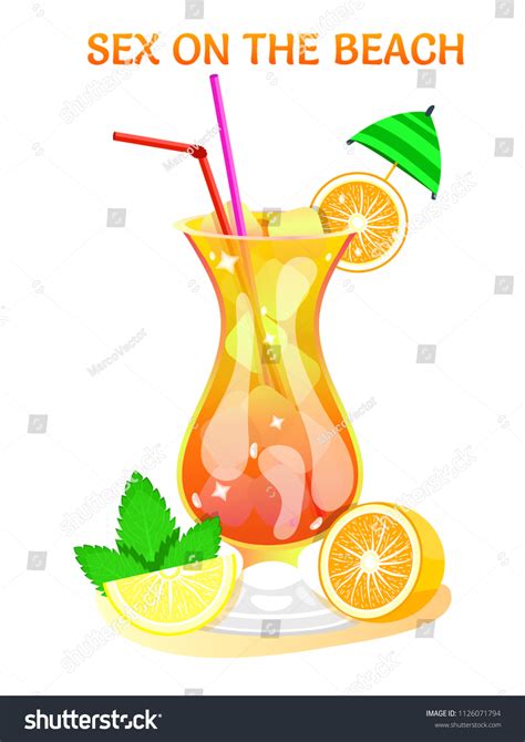 Sex On Beachpopular Alcoholic Cocktailexotic Tropical Stock Vector