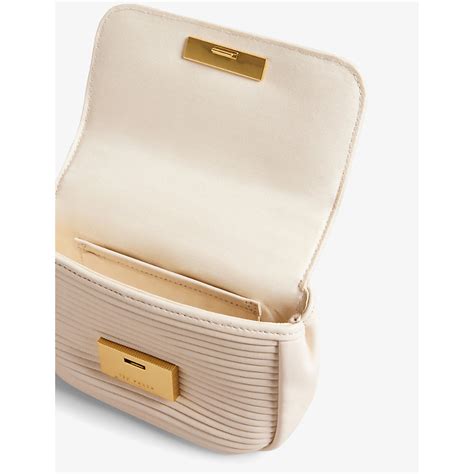 Ted Baker Womens Ivory Pyalily Plisse Leather Crossbody Bag Modesens