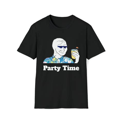 Wojak Party Time Softstyle Tshirt Meme Party T Shirt Mens Dads