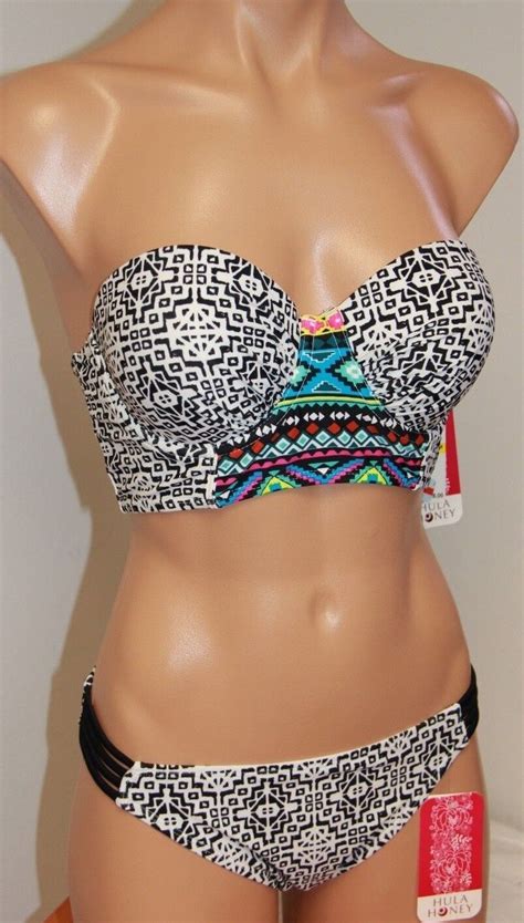 New Hula Honey Swimsuit Bikini Piece Set Sz Xs Push Up U Wire Ebay