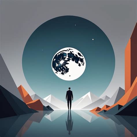 Premium Vector Businessman Walking In Mountains With Moon And Stars