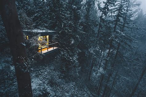 Hd Wallpaper Gray Cabin Photography Nature Landscape Winter