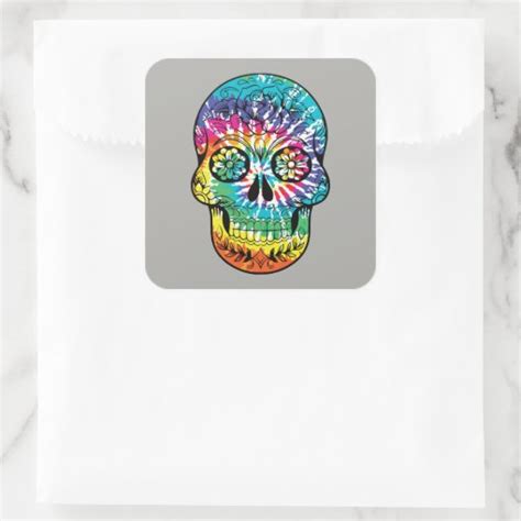 Day Of The Dead Sugar Skull Square Sticker Zazzle