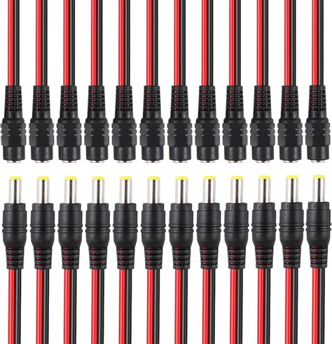 QitinDasen 12 Paar Premium DC Power Pigtail Kabel 5 5 X 2 1mm Männlich