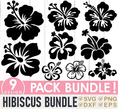 9 Hawaii Flower Bundle Svg Hibiscus Decal Hibiscus Stencil Etsy