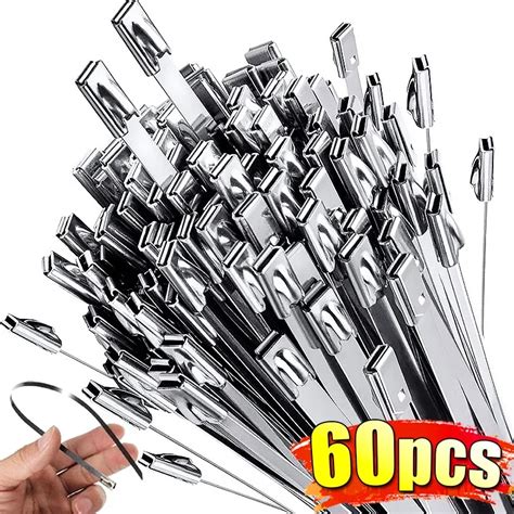 20 40 60pcs Stainless Steel Metal Cable Ties Exhaust Wrap Coated Self