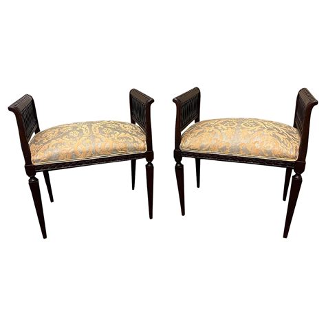 Pair Th Century French Louis Xvi Carved Stools In Mariano Fortuny