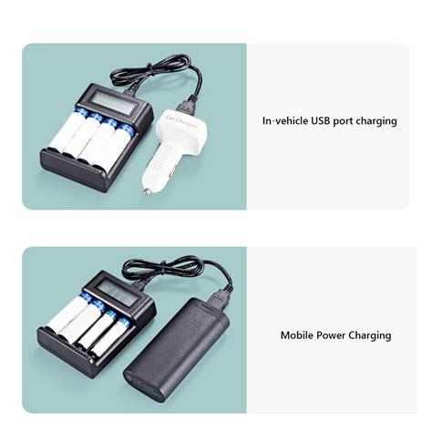 4 Slots LCD Display AA AAA Battery Charger USB Input For NI MH NI CD AA