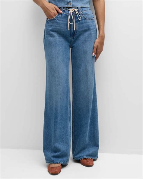 PAIGE Zoey Drawstring Wide Leg Jeans Neiman Marcus