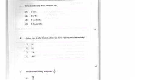 Psle Math Paper Mcq Youtube