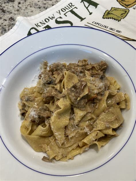 Papperadelle Pasta With Wild Mushrooms And Italian Sausage Camille